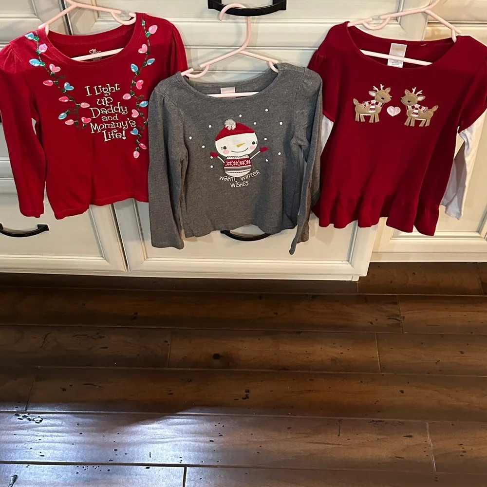 EUC Bundle of three Gymboree and Children’s Place Holiday Long Sleeve Tees,4T